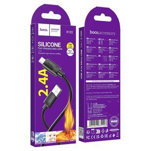 Data Cable Hoco X122 Benefit silicone Micro 2.4A 1m Черный 61613 фото