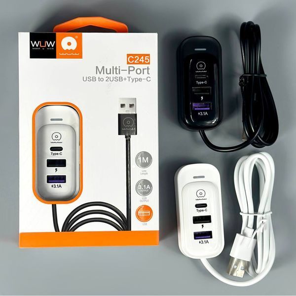 USB HUB WUW C245 USB to 2USB+Type-C 1m 57241 фото