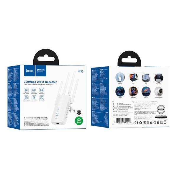 Усилитель сигнала Wi-Fi ретранслятор Hoco HI35 WiFi4 (Скорость сигнала: 2.4GHz: 300Mbps) 60691 фото