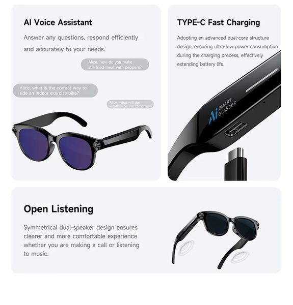 Смарт-окуляри Smart AI Glasses M89S з фото та відеозйомкою 8MP-камера + 2 комплекта додаткових лінз 66475 фото