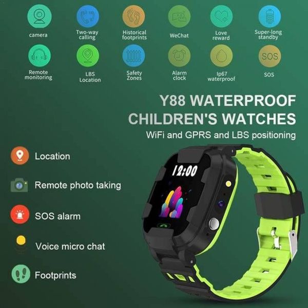 Дитячий годинник Smart Baby watch Y88 Wi-Fi LBS GPS 26498 фото