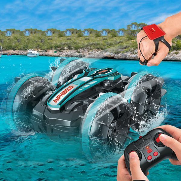 Машинка на радіокеруванні (+керування жестами) Amphibious Stunt Car B500-2 2in1 (15.5см) Blue 59885 фото