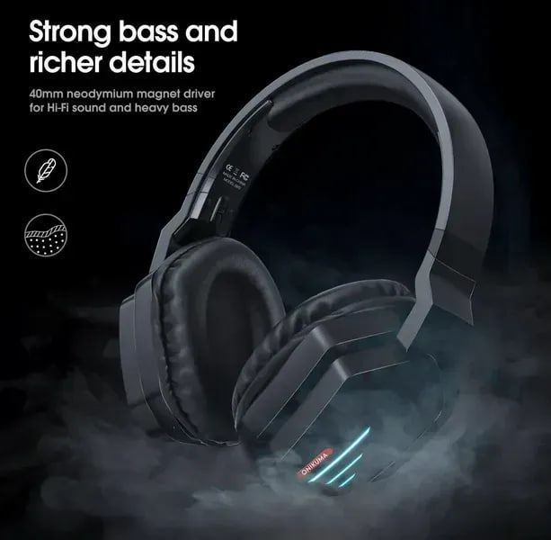 Навушники комп'ютерні Onikuma B60 Gaming з мікрофоном та з 2ма режимами (Bluetooth, дротове) 58366 фото