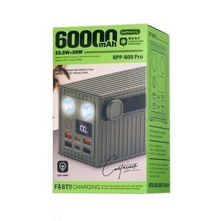УМБ Power Bank Remax RPP-609 Pro Container Series 60000mAh PD20W+QC22.5W (с фонарем) 57140 фото