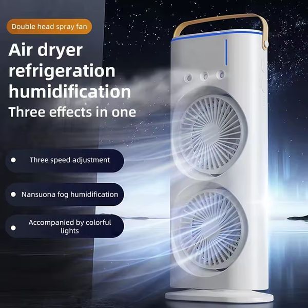 Вентилятор Double Spray Fan LED с автоповоротом и контейнером для льда, от USB (37,5см) 64592 фото