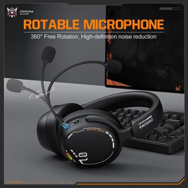 Навушники комп'ютерні Onikuma GT886 Gaming з мікрофоном та з 3ма режимами (Bluetooth 5.4, дротове, 2.4G USB+Type-C) 67578 фото