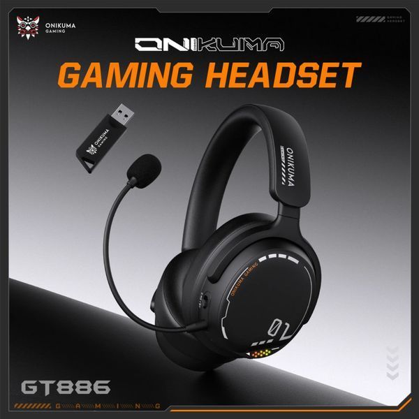 Навушники комп'ютерні Onikuma GT886 Gaming з мікрофоном та з 3ма режимами (Bluetooth 5.4, дротове, 2.4G USB+Type-C) 67578 фото