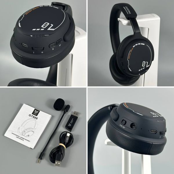 Навушники комп'ютерні Onikuma GT886 Gaming з мікрофоном та з 3ма режимами (Bluetooth 5.4, дротове, 2.4G USB+Type-C) 67578 фото