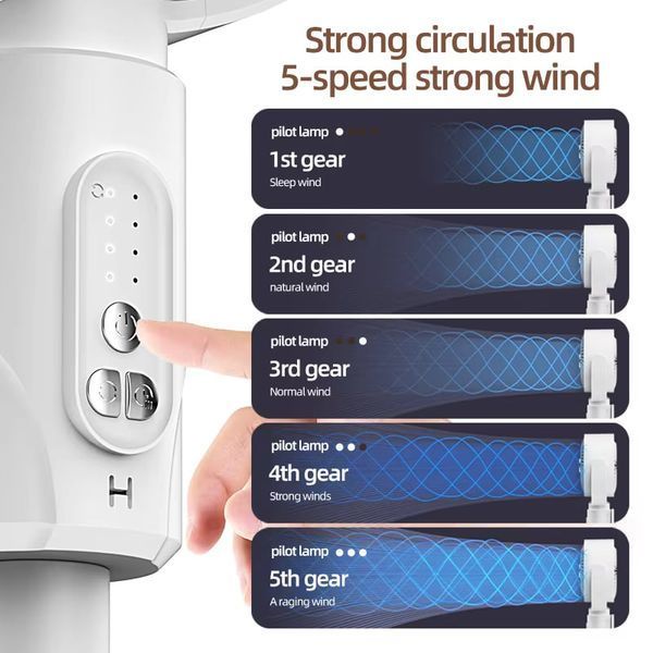 Напольный вентилятор F1 с пультом и 5 скоростями (с встр. акум.) 4000mAh (от 38 до 82cm) 64594 фото