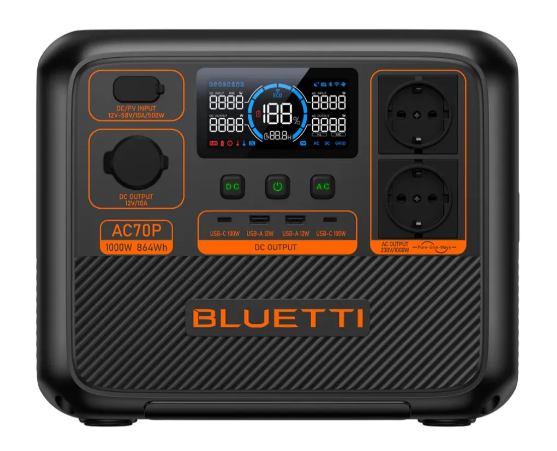 Зарядна станція BLUETTI AC70P Portable Power Station (864Wh) 35646 фото