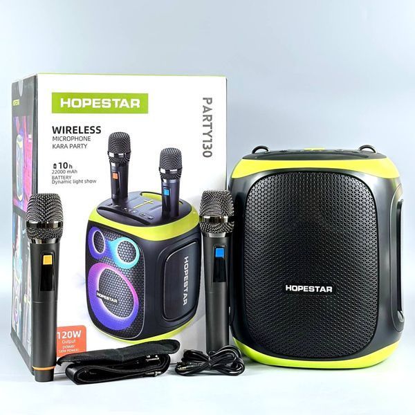 Портативна колонка HOPESTAR Party 130 з 2-ма мікрофонами Чорний 47942 фото