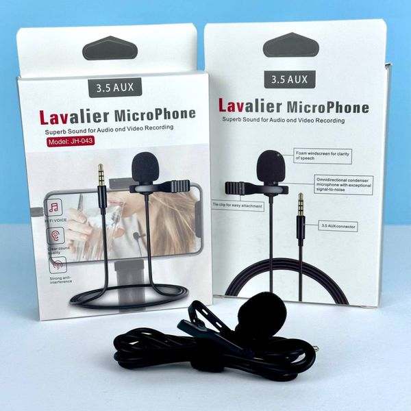 Мікрофон петличний JH-043 Lavalier MicroPhone 3.5mm jack із затискачем 24543 фото