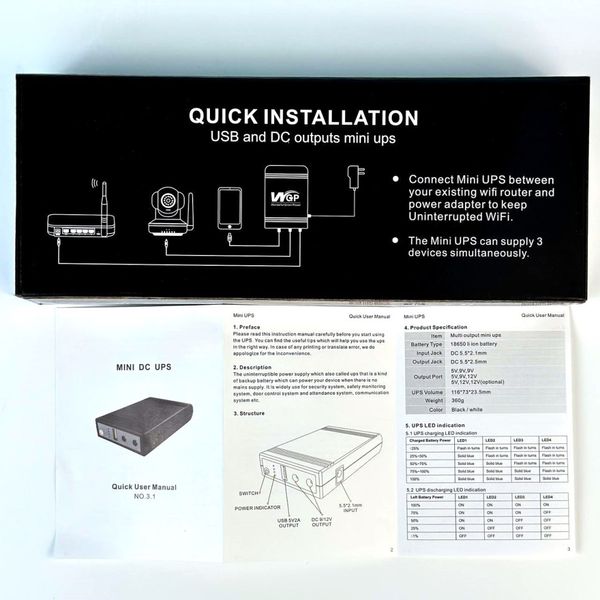 ДЖБ MINI UPS WGP 103A 10400mAh (USB, DC: 9V+12V) 48395 фото