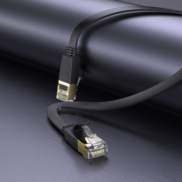 Кабель мережевий патч-корд для інтернету Hoco US07 General pure copper flat network cable 1m 35884 фото