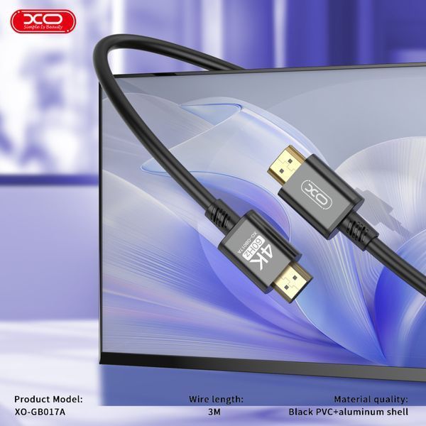 Кабель XO GB017A Metal HDMI to HDMI 3m 47975 фото
