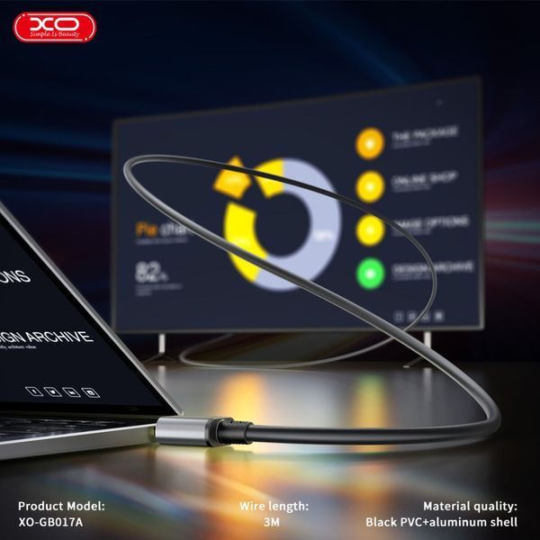 Кабель XO GB017A Metal HDMI to HDMI 3m 47975 фото