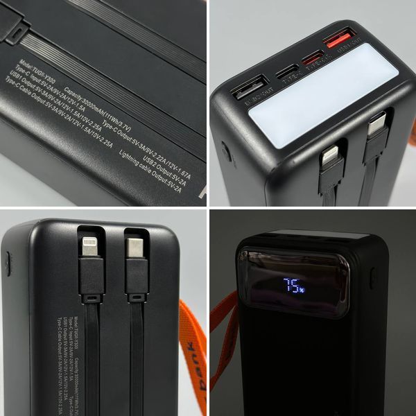 УМБ Power Bank TUGII WUW Y300 30000mAh PD22.5W+QC3.0 (with cable Type-C+Lightning) з ліхтарем 64600 фото