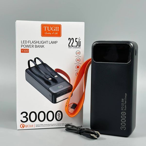 УМБ Power Bank TUGII WUW Y300 30000mAh PD22.5W+QC3.0 (with cable Type-C+Lightning) з ліхтарем 64600 фото