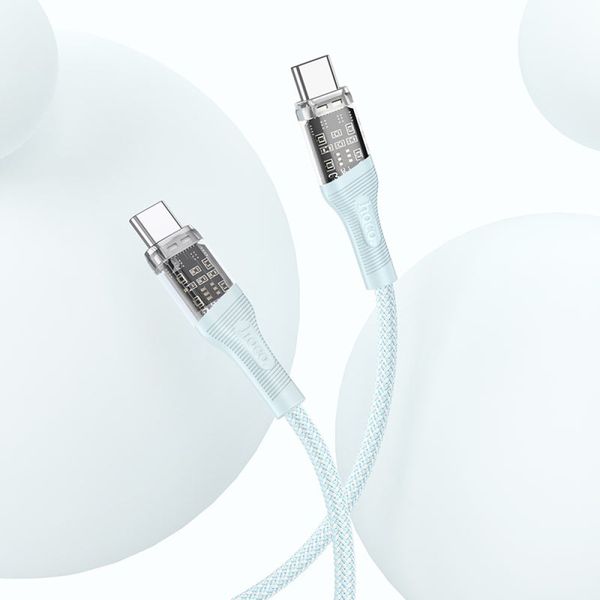 Data Cable Type-C to Type-C Hoco U111 60W Transparent discovery edition Швидка зарядка 37171 фото