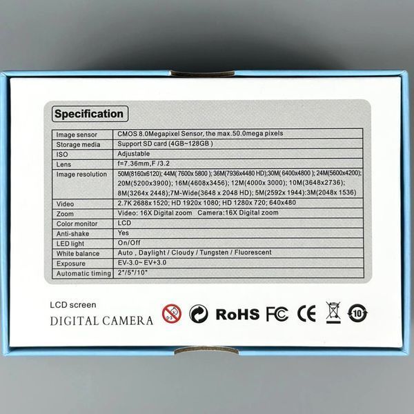 Цифрова фотокамера Q10 LCD 2.7K, Digital Zoom 16x, 48Mp, 4GB to 128GB TF Білий 58101-2 58101-2 фото