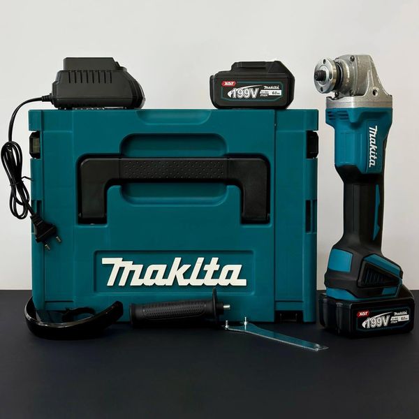 Акумуляторна болгарка безщіткова Makita 125mm у пластиковому кейсі з 2-ма акумуляторами 48074 фото