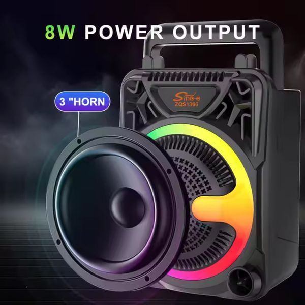 Колонка Sing-e ZQS1366 Mini RGB с микрофоном 8W, 1200mAh (16,1*11,9*10,0 см) 57784 фото
