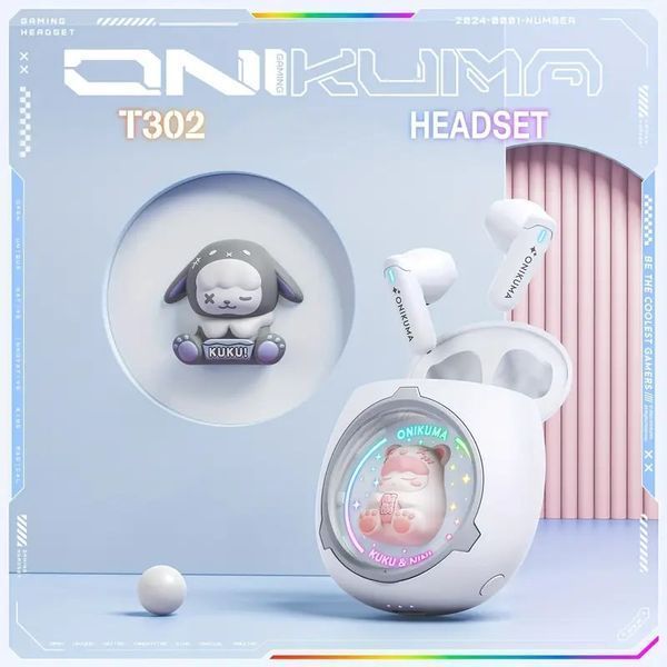 Беспроводные наушники Onikuma T302 KuKu-NiNi ENC Белый 56047 фото