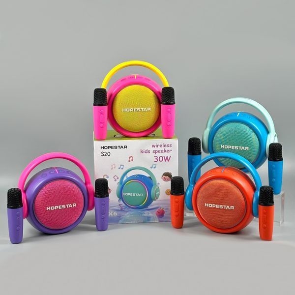 Колонка HOPESTAR S20 RGB з 2-ма мікрофонами 30W, 3600mAh (21,0*20,0*11,0 см) Блакитний 65855 фото