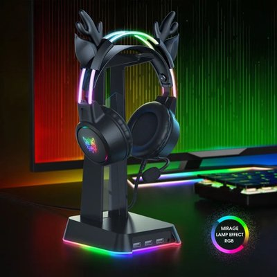 Навушники комп'ютерні Onikuma X15 Pro Deer Ear з мікрофоном RGB USB + 3.5mm Jack 42043 фото