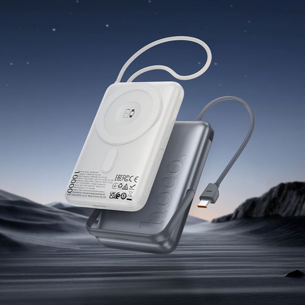 УМБ Power Bank Hoco Q43 Clever 10000mAh PD20W с беспроводной зарядкой (with cable Type-C+watch charger) Серебряный 57370 фото