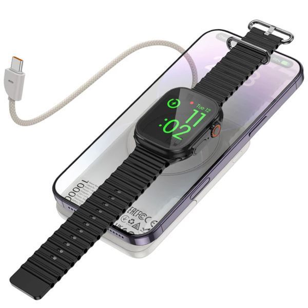 УМБ Power Bank Hoco Q43 Clever 10000mAh PD20W с беспроводной зарядкой (with cable Type-C+watch charger) Серебряный 57370 фото