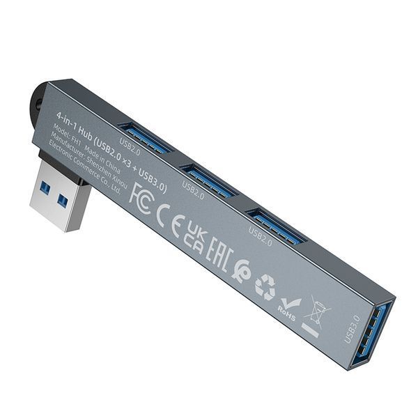 USB HUB Borofone FH1 4in1 (USB to USB2.0*3+USB3.0) 62658 фото