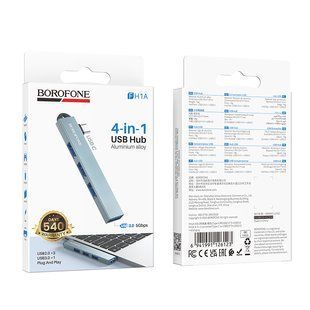 USB HUB Borofone FH1A 4in1 (Type-C to USB2.0*3+USB3.0) 62657 фото
