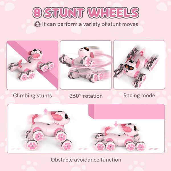 Робот-собака на радіокеруванні Robot Dog CV-D902 (восьмиколісний трюковий) Pink 60194-1 фото