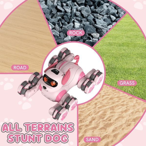 Робот-собака на радіокеруванні Robot Dog CV-D902 (восьмиколісний трюковий) Pink 60194-1 фото