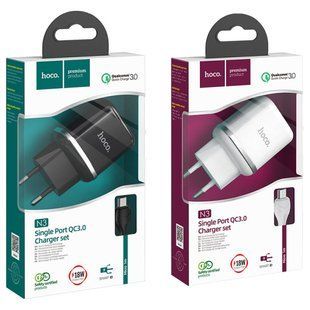 Сетевое зарядное устройство Hoco N3 Special single Type-C 1USB QC3.0 18W 3A Быстрая зарядка Черный 24493 фото