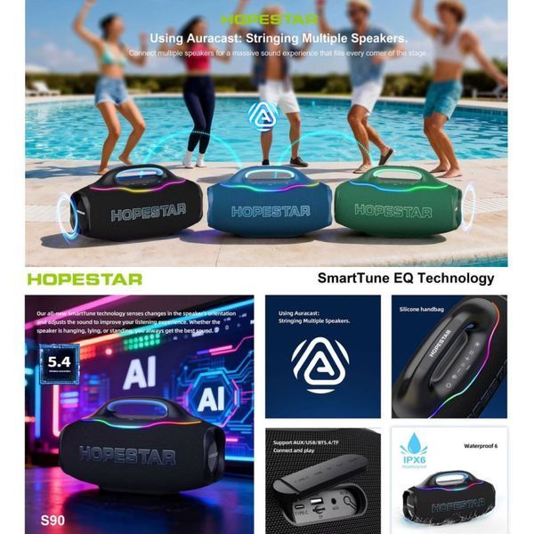 Колонка HOPESTAR S90 220W, 24000mAh (43,7*25,1*20,2 см) 63363 фото