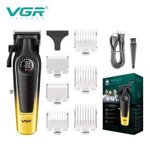 Машинка для стрижки VGR V-196 (8 насадок, 7000 RPM, 2000 mAh, LED display) Жовтий 58082 фото