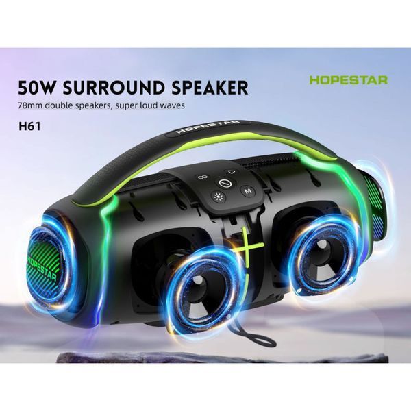 Колонка HOPESTAR H61 50W, 6000mAh (33,9*18,7*14,8 см) Черный 49421 фото
