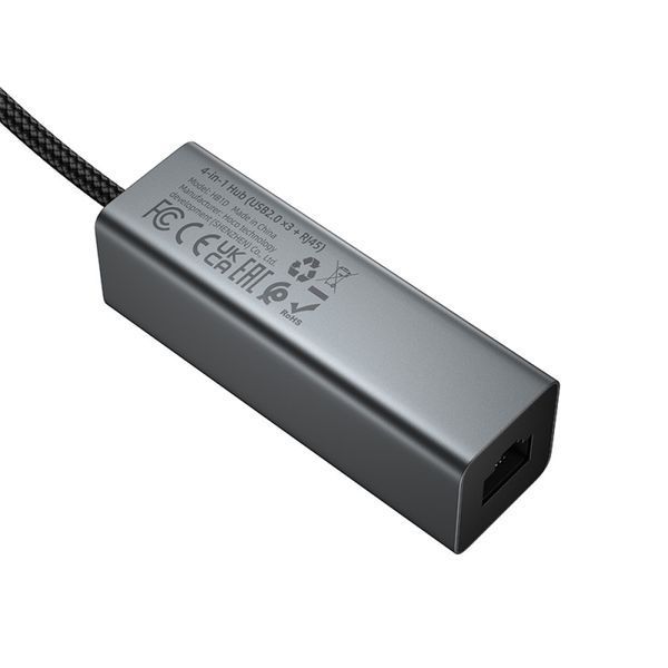USB HUB Hoco HB1D 4in1 (USB to USB2.0*3+RJ45) 63342 фото