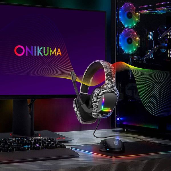 Навушники комп'ютерні Onikuma K20 Camouflage з мікрофоном RGB 27325 фото