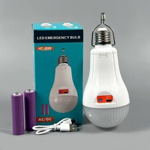 Светодиодная лампа для кемпинга LED HT-999 Bulb 20W (2 аккумулятора 18650, патрон, Type-C) 62886 фото