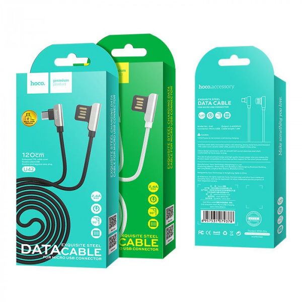 Data Cable Hoco U42 Original Exquisite steel chargen Micro 13128 фото