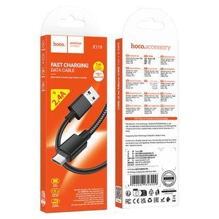 Data Cable Hoco X119 Energy Micro 2.4A 1m Черный 58682 фото