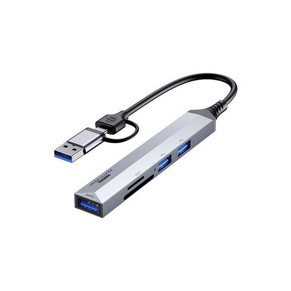 USB HUB Remax RU-U7 Aluminum alloy 5in1 (USB+Type-C to 3*USB3.0+SD+TF) 55499 фото