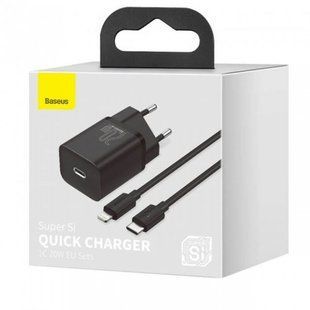 Сетевое зарядное устройство Baseus Super Si Quick Charger 1 Type-C 20W with Simple Wisdom Type-C to Lightning 27866 фото