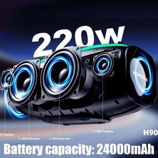Колонка HOPESTAR H90 с микрофоном 220W, 24000mAh (43,7*18*15 см) Черный 63362 фото