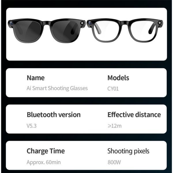 Смарт-очки Smart AI Glasses CY01 2/4Гб с фото и видеосъемкой HD-камера + дополнительные линзы 60287 фото